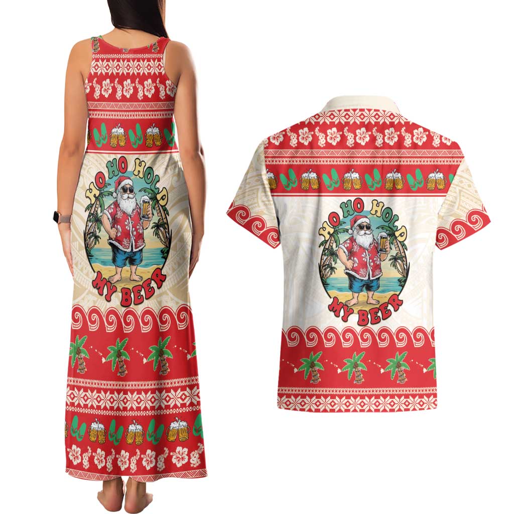 Mele Kalikimaka Hawaii Couples Matching Tank Maxi Dress and Hawaiian Shirt Funny Beer-Loving Santa Hawaiian Tropical LT14 - Polynesian Pride