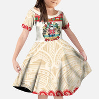 Mele Kalikimaka Hawaii Family Matching Mermaid Dress and Hawaiian Shirt Funny Beer-Loving Santa Hawaiian Tropical LT14 Daughter's Dress Red - Polynesian Pride