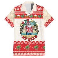 Mele Kalikimaka Hawaii Family Matching Mermaid Dress and Hawaiian Shirt Funny Beer-Loving Santa Hawaiian Tropical LT14 Dad's Shirt - Short Sleeve Red - Polynesian Pride