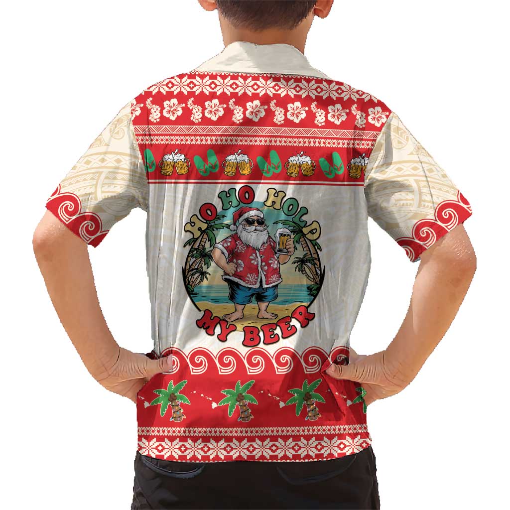 Mele Kalikimaka Hawaii Family Matching Off The Shoulder Long Sleeve Dress and Hawaiian Shirt Funny Beer-Loving Santa Hawaiian Tropical LT14 - Polynesian Pride