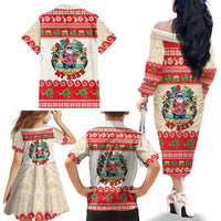 Mele Kalikimaka Hawaii Family Matching Off The Shoulder Long Sleeve Dress and Hawaiian Shirt Funny Beer-Loving Santa Hawaiian Tropical LT14 - Polynesian Pride