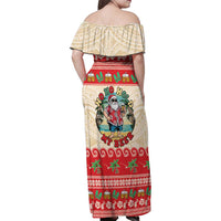 Mele Kalikimaka Hawaii Family Matching Off Shoulder Maxi Dress and Hawaiian Shirt Funny Beer-Loving Santa Hawaiian Tropical LT14 - Polynesian Pride