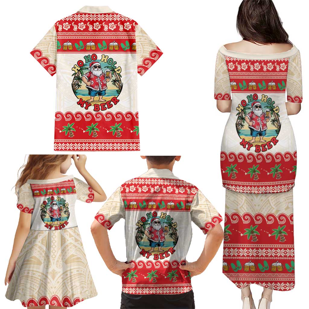 Mele Kalikimaka Hawaii Family Matching Puletasi and Hawaiian Shirt Funny Beer-Loving Santa Hawaiian Tropical LT14 - Polynesian Pride