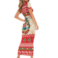 Mele Kalikimaka Hawaii Family Matching Short Sleeve Bodycon Dress and Hawaiian Shirt Funny Beer-Loving Santa Hawaiian Tropical LT14 - Polynesian Pride