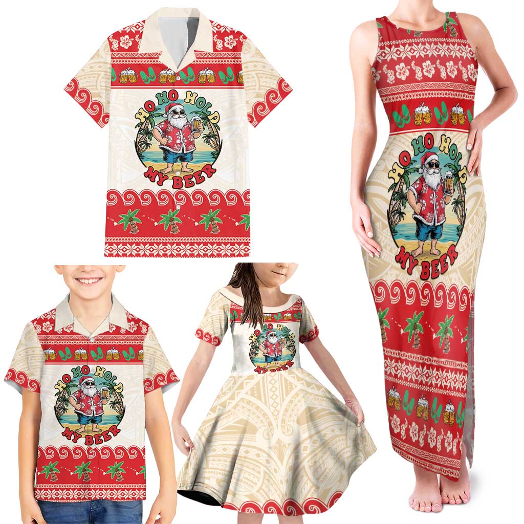 Mele Kalikimaka Hawaii Family Matching Tank Maxi Dress and Hawaiian Shirt Funny Beer-Loving Santa Hawaiian Tropical LT14 - Polynesian Pride