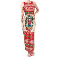 Mele Kalikimaka Hawaii Family Matching Tank Maxi Dress and Hawaiian Shirt Funny Beer-Loving Santa Hawaiian Tropical LT14 Mom's Dress Red - Polynesian Pride