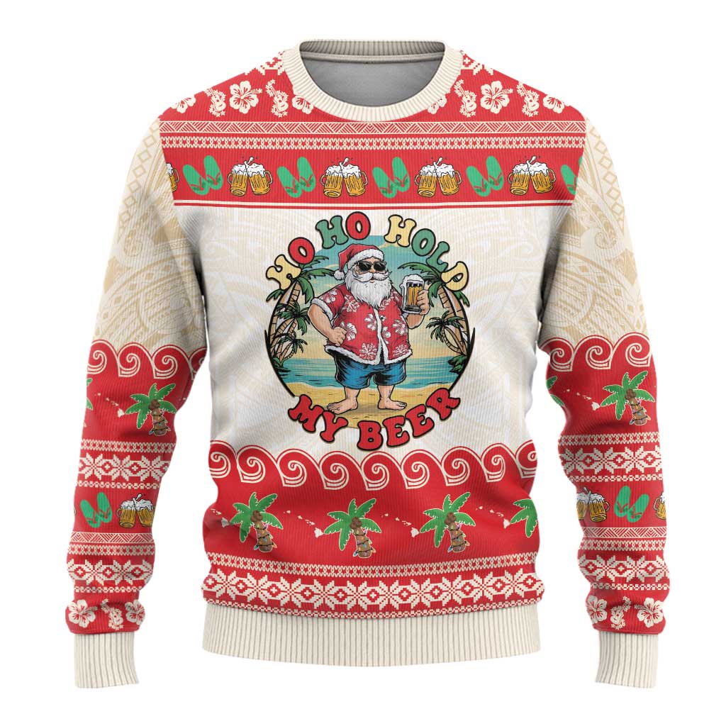 Mele Kalikimaka Hawaii Ugly Christmas Sweater Funny Beer-Loving Santa Hawaiian Tropical LT14 - Polynesian Pride