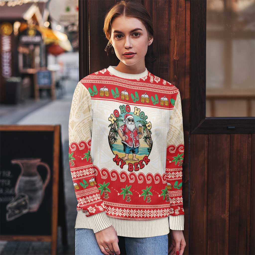 Mele Kalikimaka Hawaii Ugly Christmas Sweater Funny Beer-Loving Santa Hawaiian Tropical LT14 - Polynesian Pride