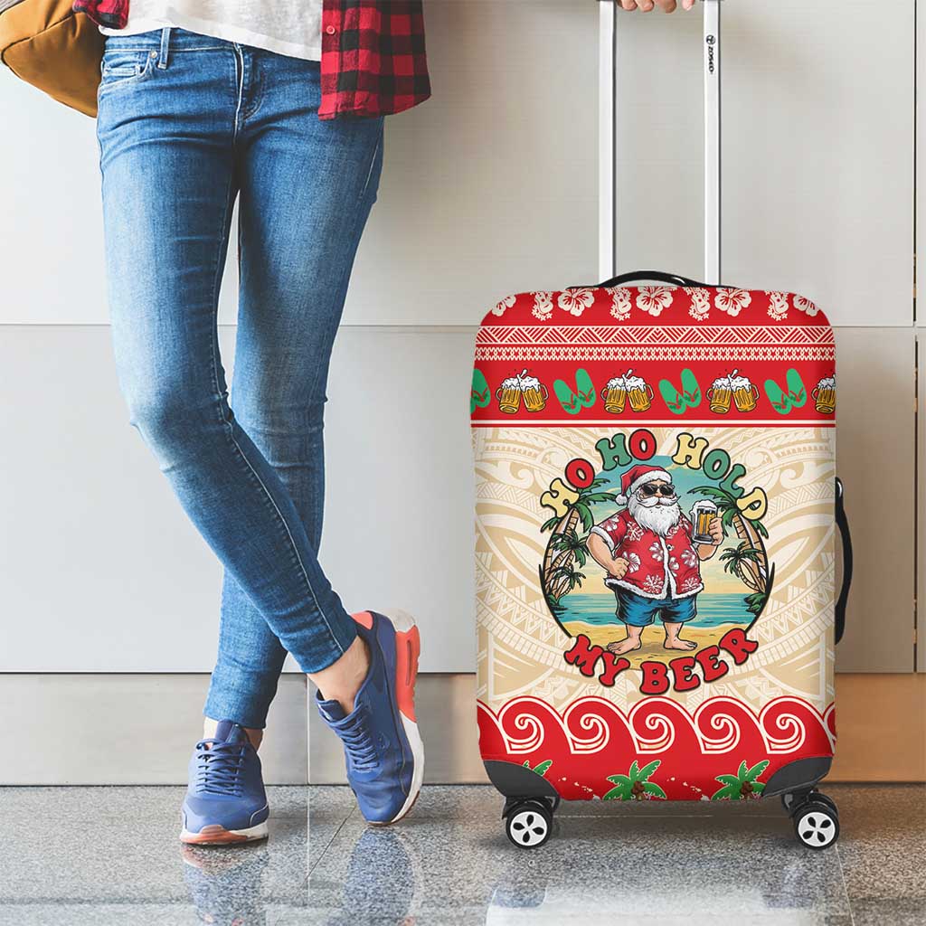 Mele Kalikimaka Hawaii Luggage Cover Funny Beer-Loving Santa Hawaiian Tropical - Polynesian Pride