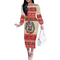 Mele Kalikimaka Hawaii Off The Shoulder Long Sleeve Dress Funny Beer-Loving Santa Hawaiian Tropical - Polynesian Pride