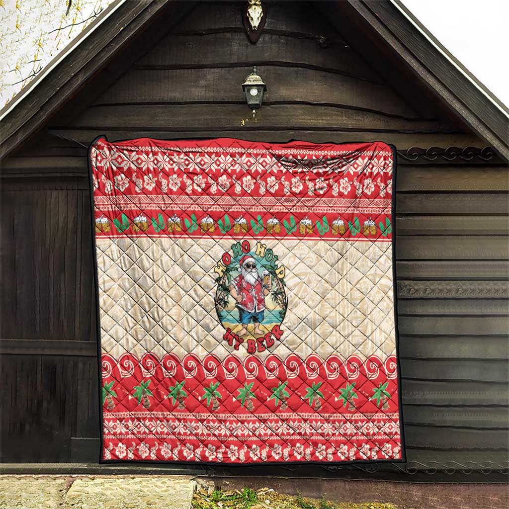 Mele Kalikimaka Hawaii Quilt Funny Beer-Loving Santa Hawaiian Tropical - Polynesian Pride