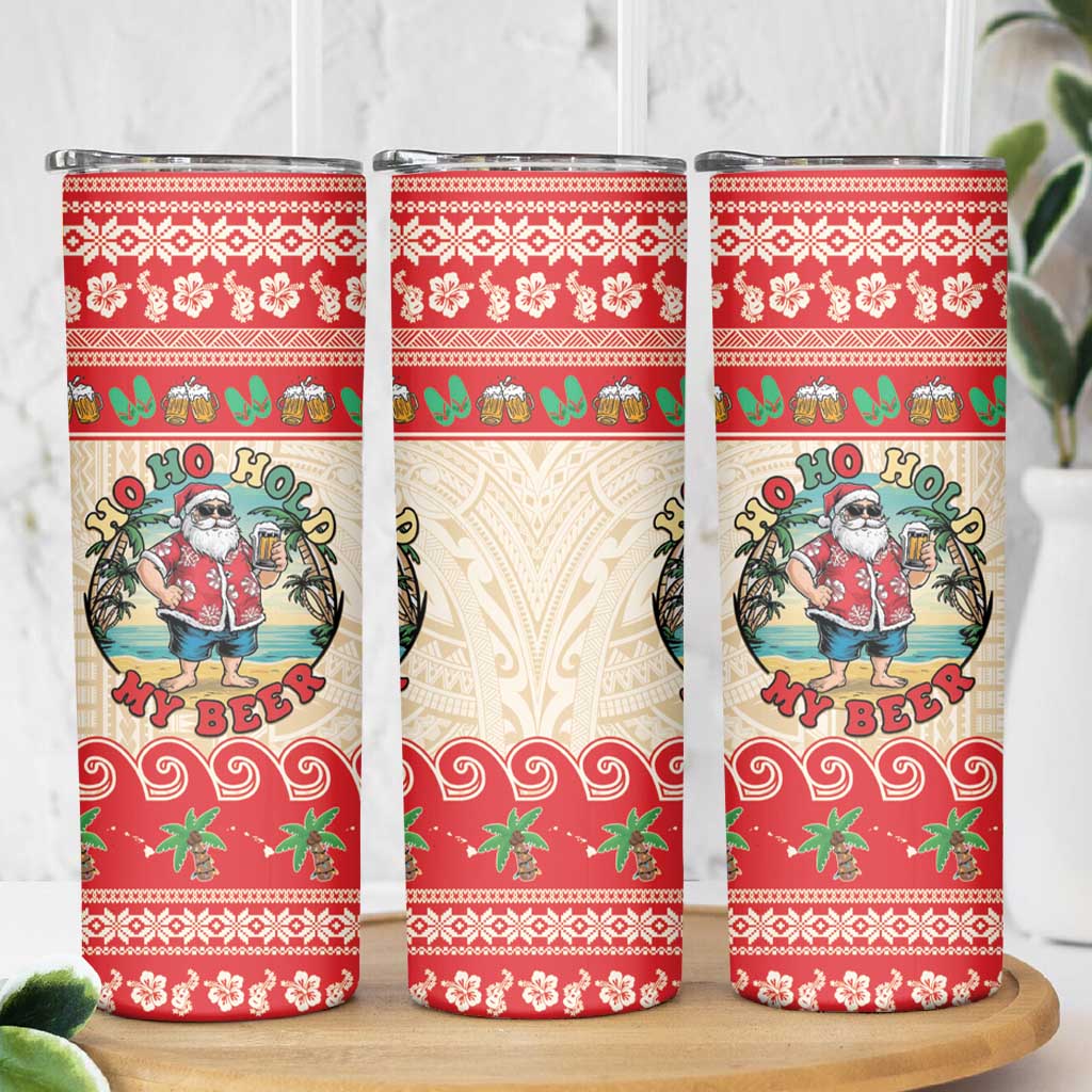 Mele Kalikimaka Hawaii Skinny Tumbler Funny Beer-Loving Santa Hawaiian Tropical LT14 - Polynesian Pride