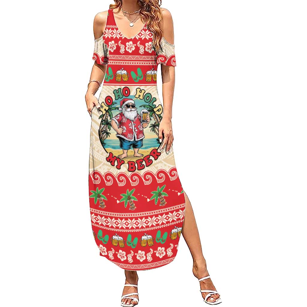 Mele Kalikimaka Hawaii Summer Maxi Dress Funny Beer-Loving Santa Hawaiian Tropical - Polynesian Pride