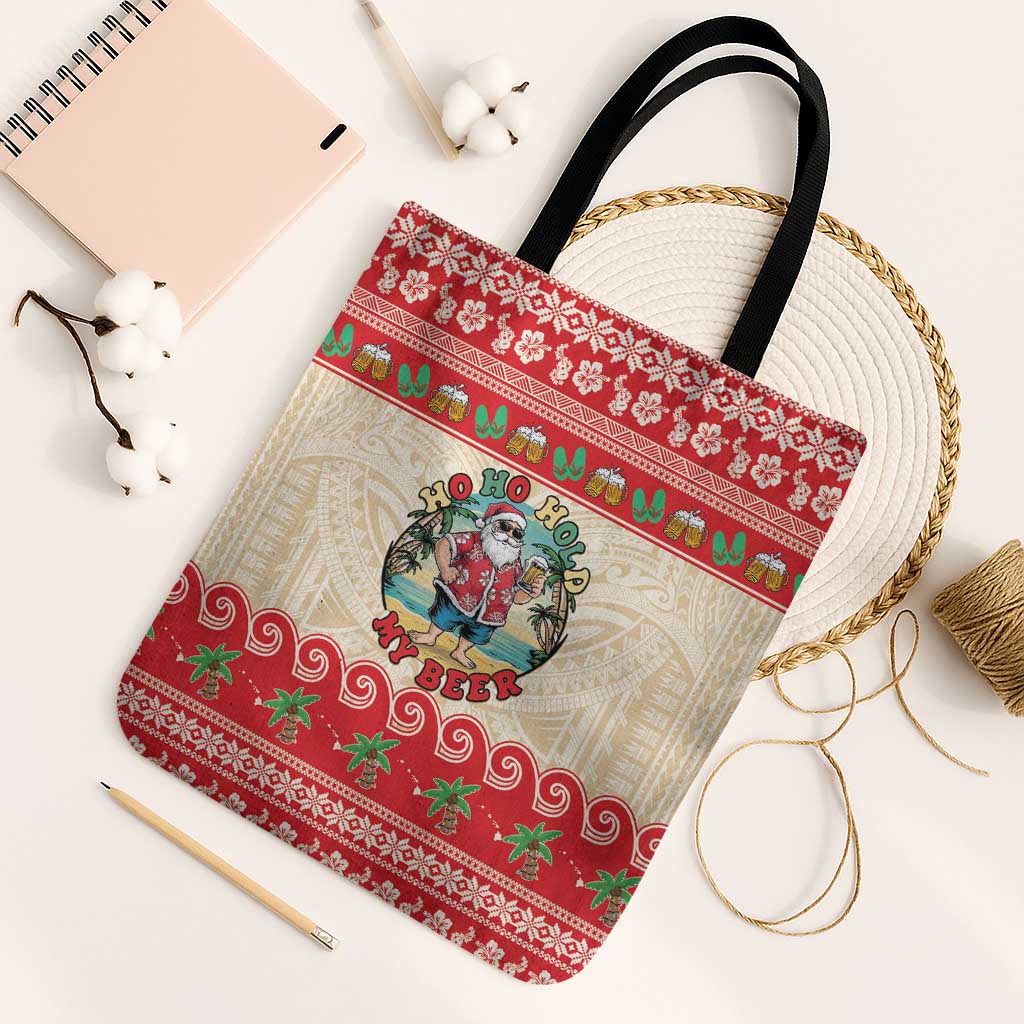 Mele Kalikimaka Hawaii Tote Bag Funny Beer-Loving Santa Hawaiian Tropical - Polynesian Pride