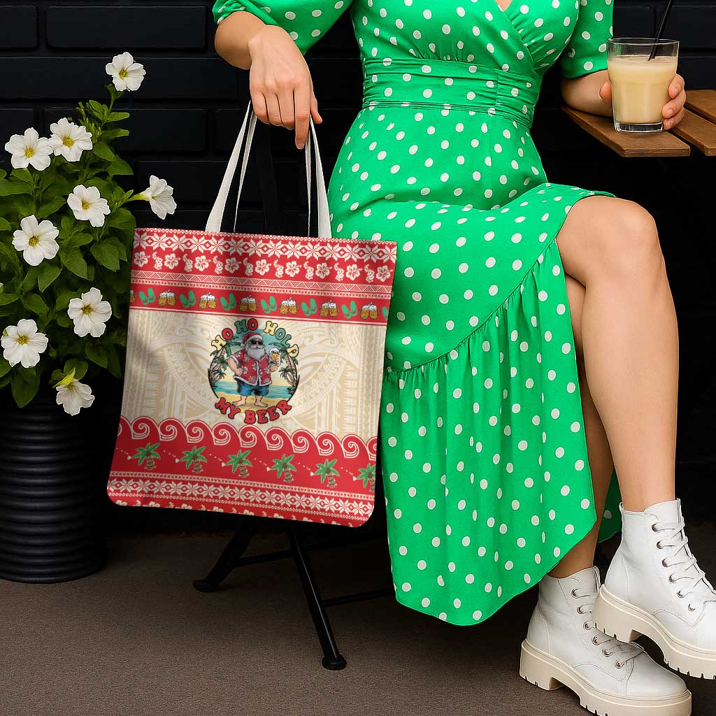 Mele Kalikimaka Hawaii Tote Bag Funny Beer-Loving Santa Hawaiian Tropical - Polynesian Pride