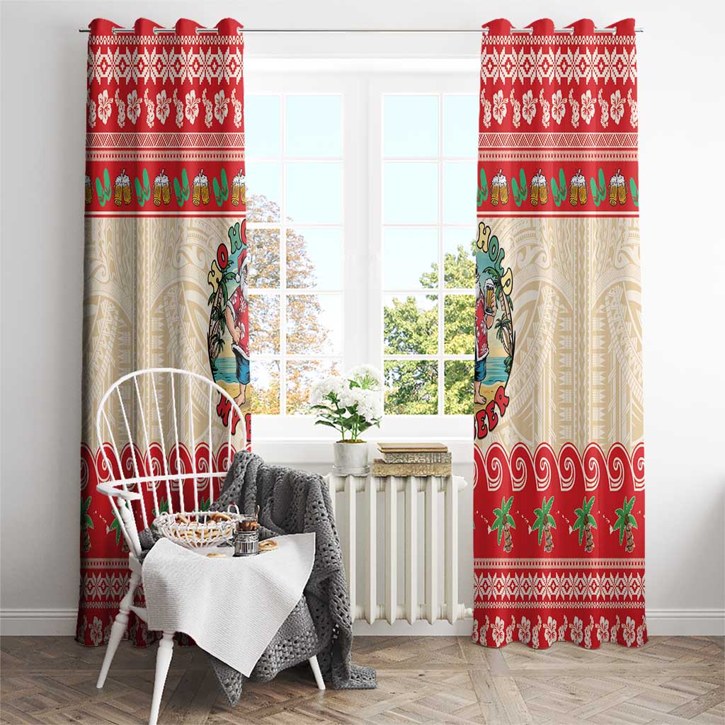 Mele Kalikimaka Hawaii Window Curtain Funny Beer-Loving Santa Hawaiian Tropical - Polynesian Pride