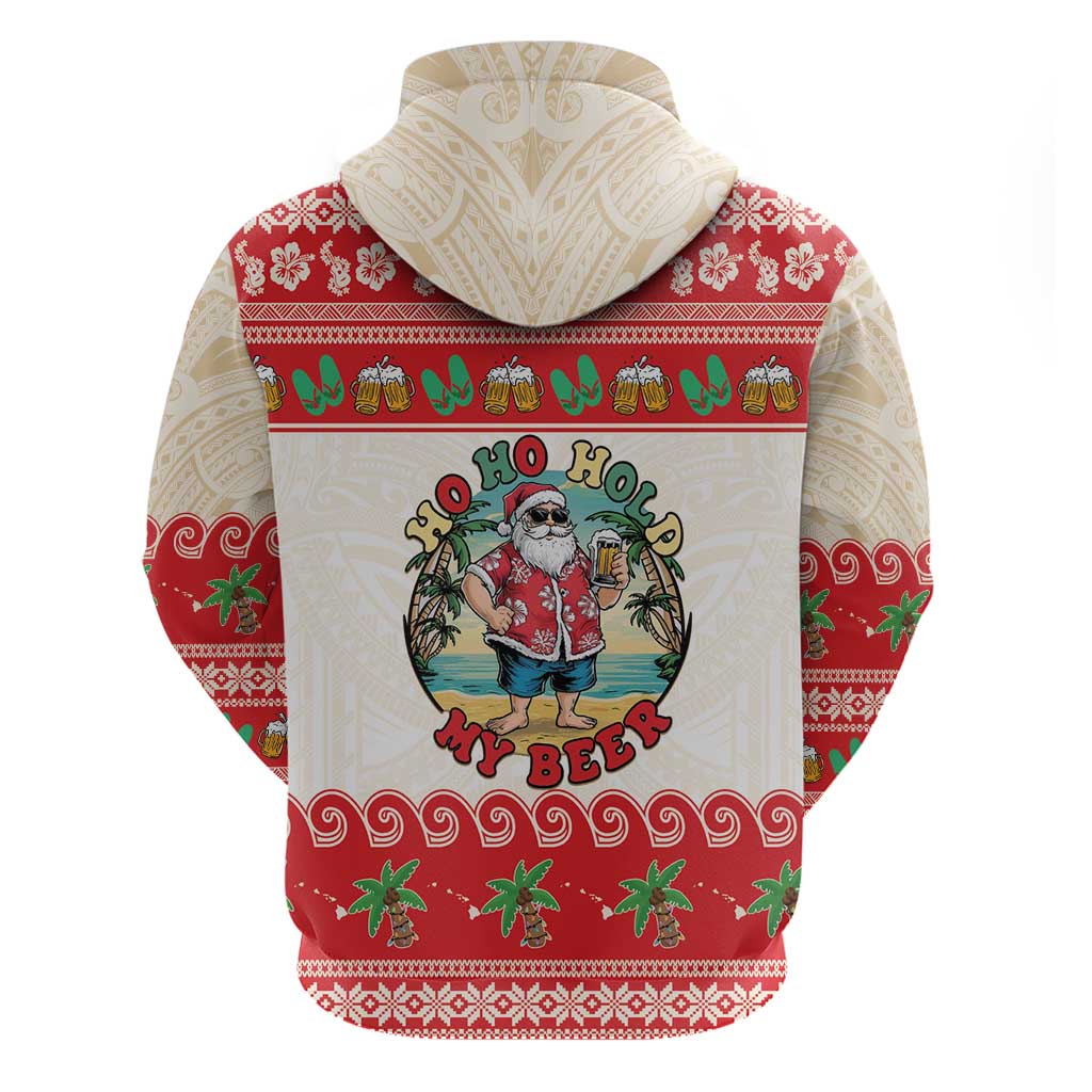 Mele Kalikimaka Hawaii Zip Hoodie Funny Beer-Loving Santa Hawaiian Tropical LT14 - Polynesian Pride
