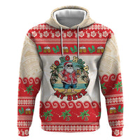 Mele Kalikimaka Hawaii Zip Hoodie Funny Beer-Loving Santa Hawaiian Tropical LT14 Pullover Hoodie Red - Polynesian Pride
