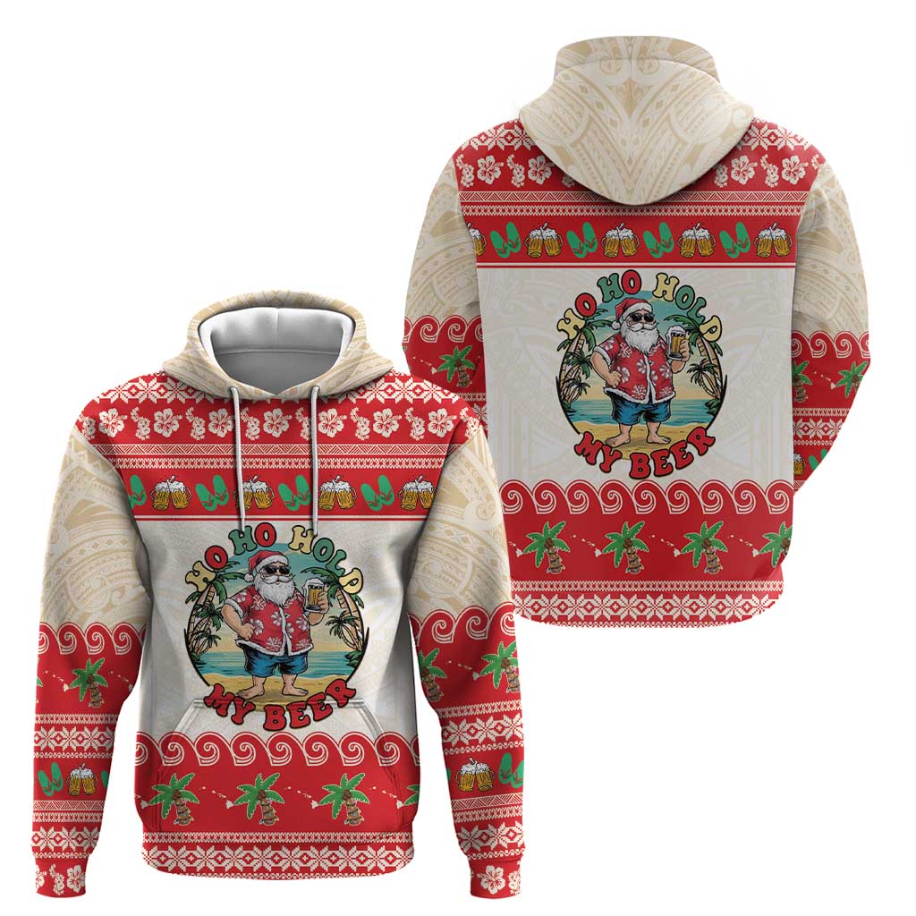 Mele Kalikimaka Hawaii Zip Hoodie Funny Beer-Loving Santa Hawaiian Tropical LT14 - Polynesian Pride