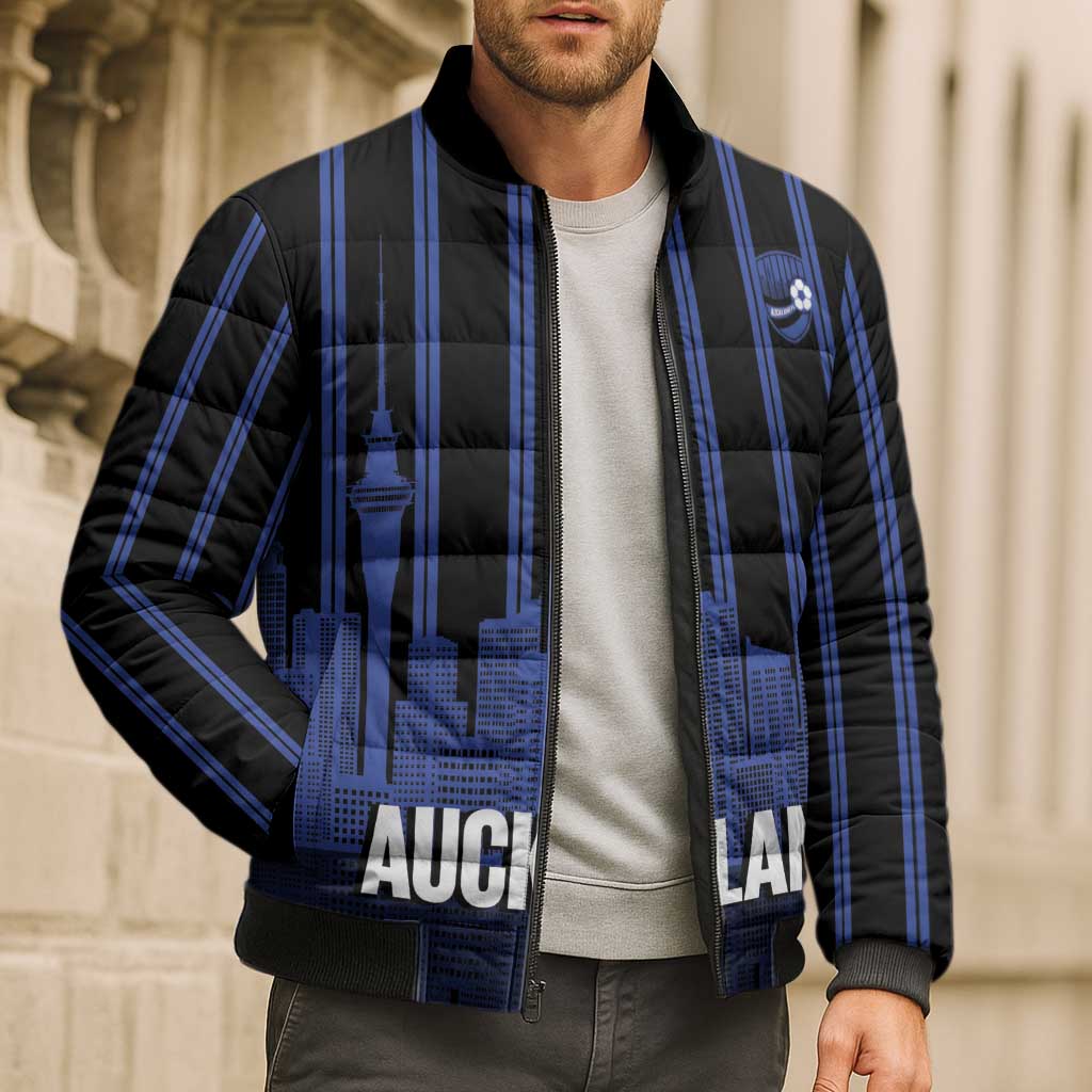 New Zealand Auckland Football Custom Bomber Puffer Jacket Go City of Sails Est 2025 LT14 - Polynesian Pride