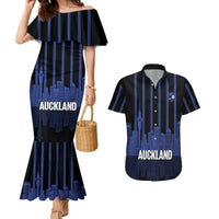 New Zealand Auckland Football Custom Couples Matching Mermaid Dress and Hawaiian Shirt Go City of Sails Est 2025 LT14 Black - Polynesian Pride