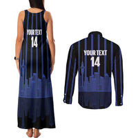New Zealand Auckland Football Custom Couples Matching Tank Maxi Dress and Long Sleeve Button Shirt Go City of Sails Est 2025 LT14 - Polynesian Pride