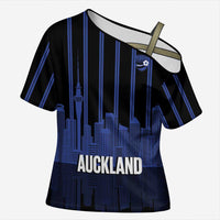 New Zealand Auckland Football Custom Cross Shoulder Shirt Go City of Sails Est 2025 LT14 Female Black - Polynesian Pride