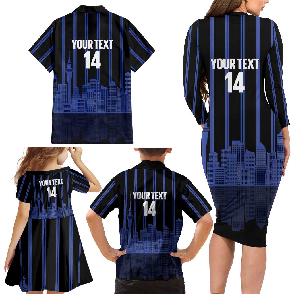 New Zealand Auckland Football Custom Family Matching Long Sleeve Bodycon Dress and Hawaiian Shirt Go City of Sails Est 2025 LT14 - Polynesian Pride