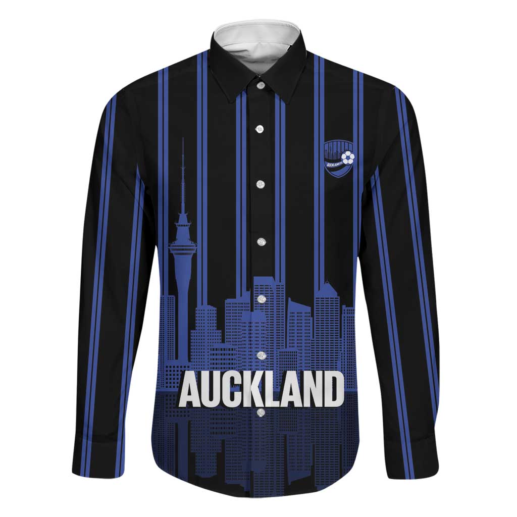 New Zealand Auckland Football Custom Family Matching Long Sleeve Bodycon Dress and Hawaiian Shirt Go City of Sails Est 2025 LT14 Dad's Shirt - Long Sleeve Black - Polynesian Pride