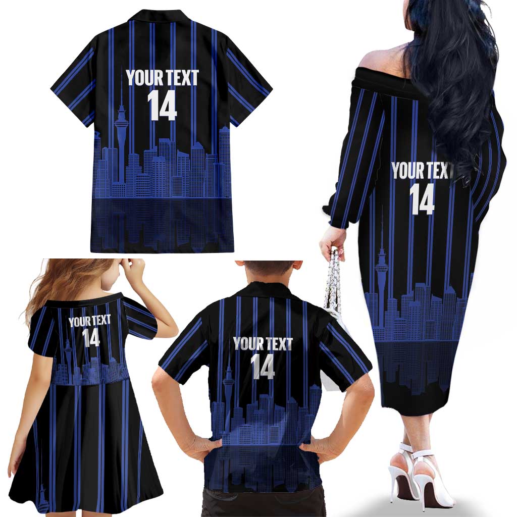 New Zealand Auckland Football Custom Family Matching Off The Shoulder Long Sleeve Dress and Hawaiian Shirt Go City of Sails Est 2025 LT14 - Polynesian Pride