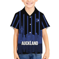 New Zealand Auckland Football Custom Family Matching Off Shoulder Maxi Dress and Hawaiian Shirt Go City of Sails Est 2025 LT14 Son's Shirt Black - Polynesian Pride
