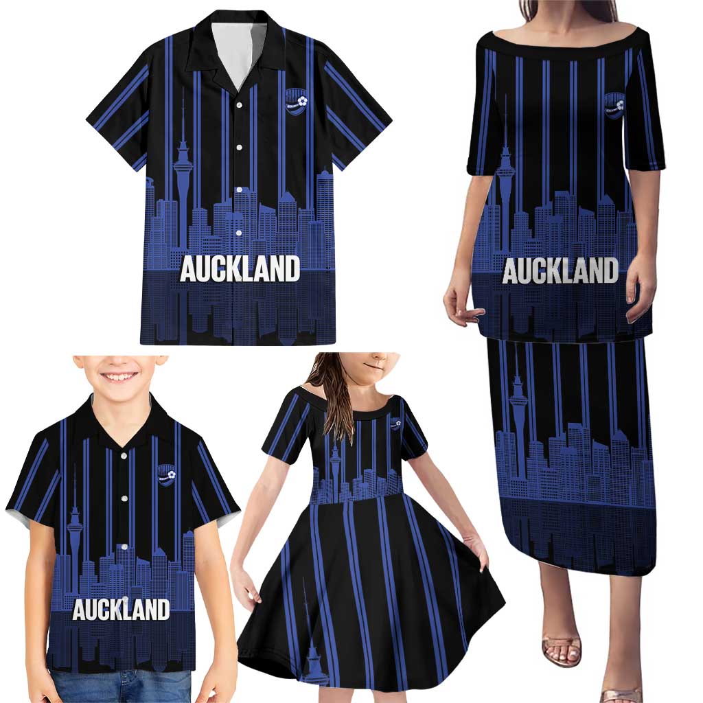 New Zealand Auckland Football Custom Family Matching Puletasi and Hawaiian Shirt Go City of Sails Est 2025 LT14 - Polynesian Pride