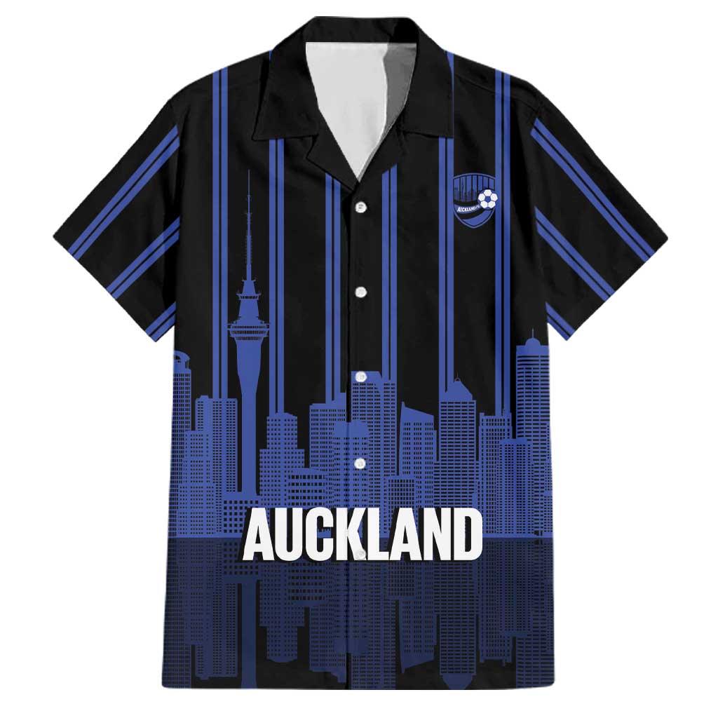 New Zealand Auckland Football Custom Family Matching Tank Maxi Dress and Hawaiian Shirt Go City of Sails Est 2025 LT14 Dad's Shirt - Short Sleeve Black - Polynesian Pride