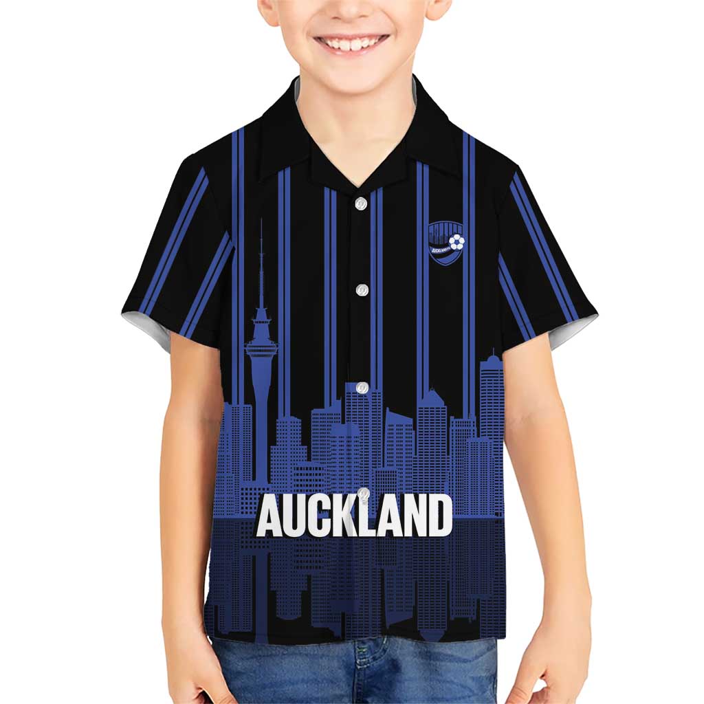 New Zealand Auckland Football Custom Kid Hawaiian Shirt Go City of Sails Est 2025 LT14 Kid Black - Polynesian Pride