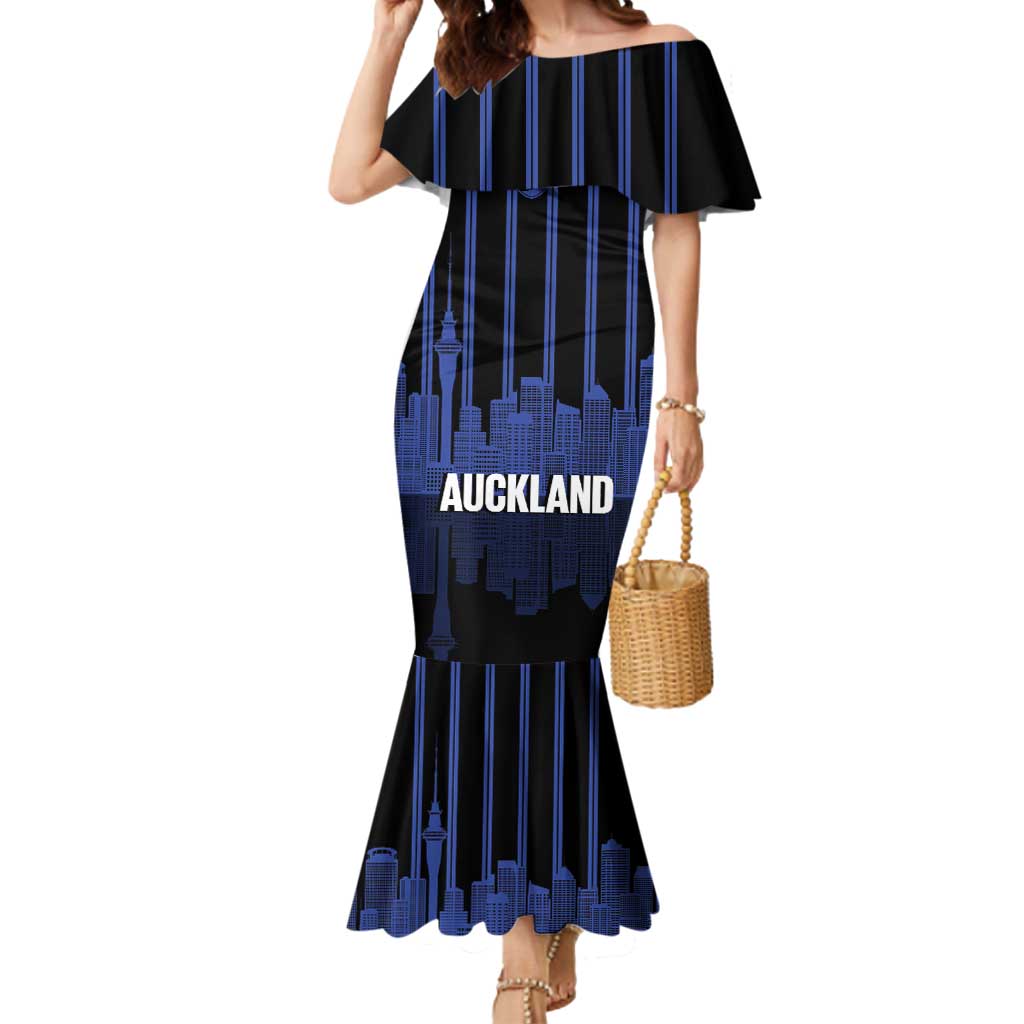 New Zealand Auckland Football Custom Mermaid Dress Go City of Sails Est 2025 LT14 Women Black - Polynesian Pride