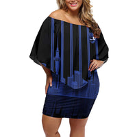 New Zealand Auckland Football Custom Off Shoulder Short Dress Go City of Sails Est 2025 LT14 Women Black - Polynesian Pride