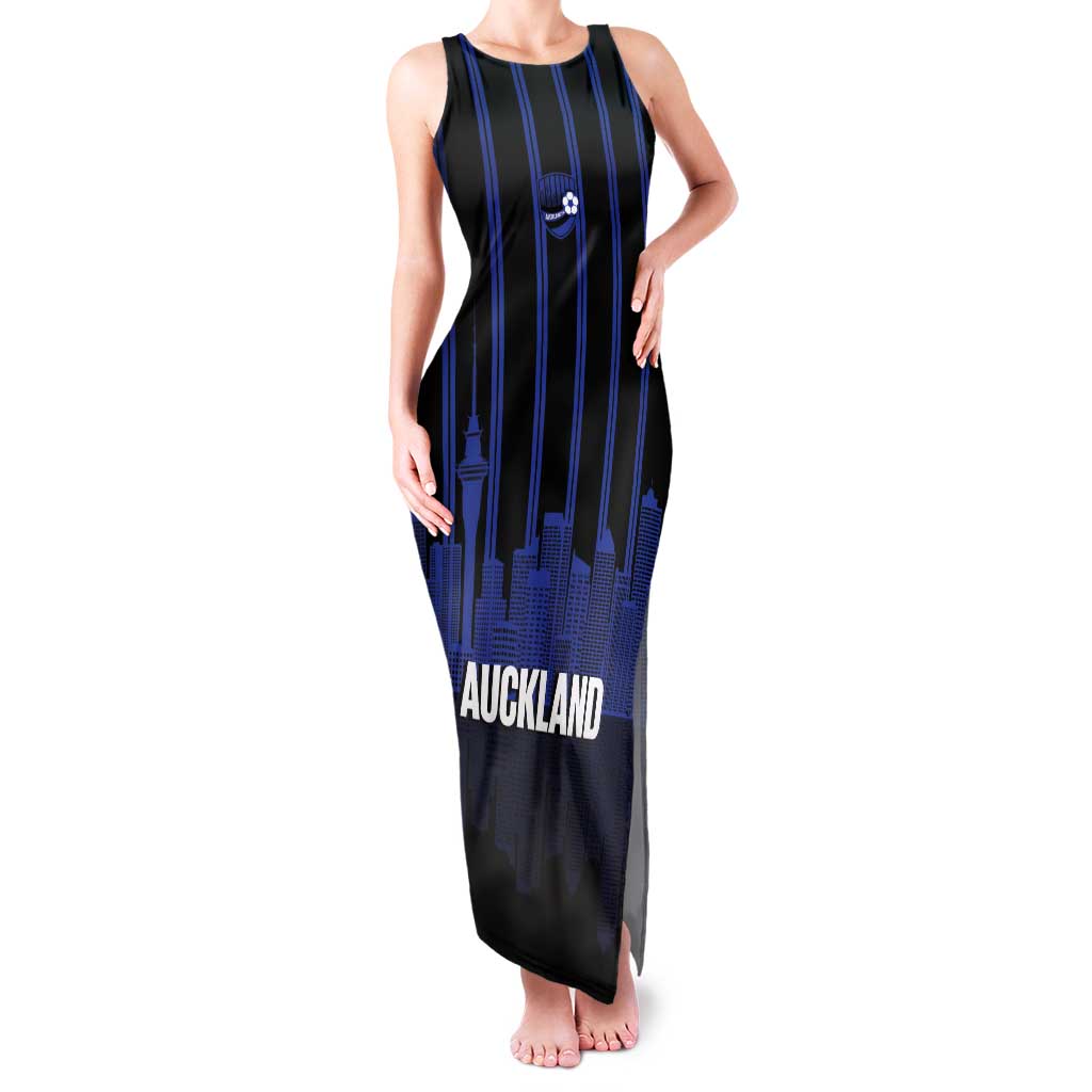 New Zealand Auckland Football Custom Tank Maxi Dress Go City of Sails Est 2025 LT14 Women Black - Polynesian Pride
