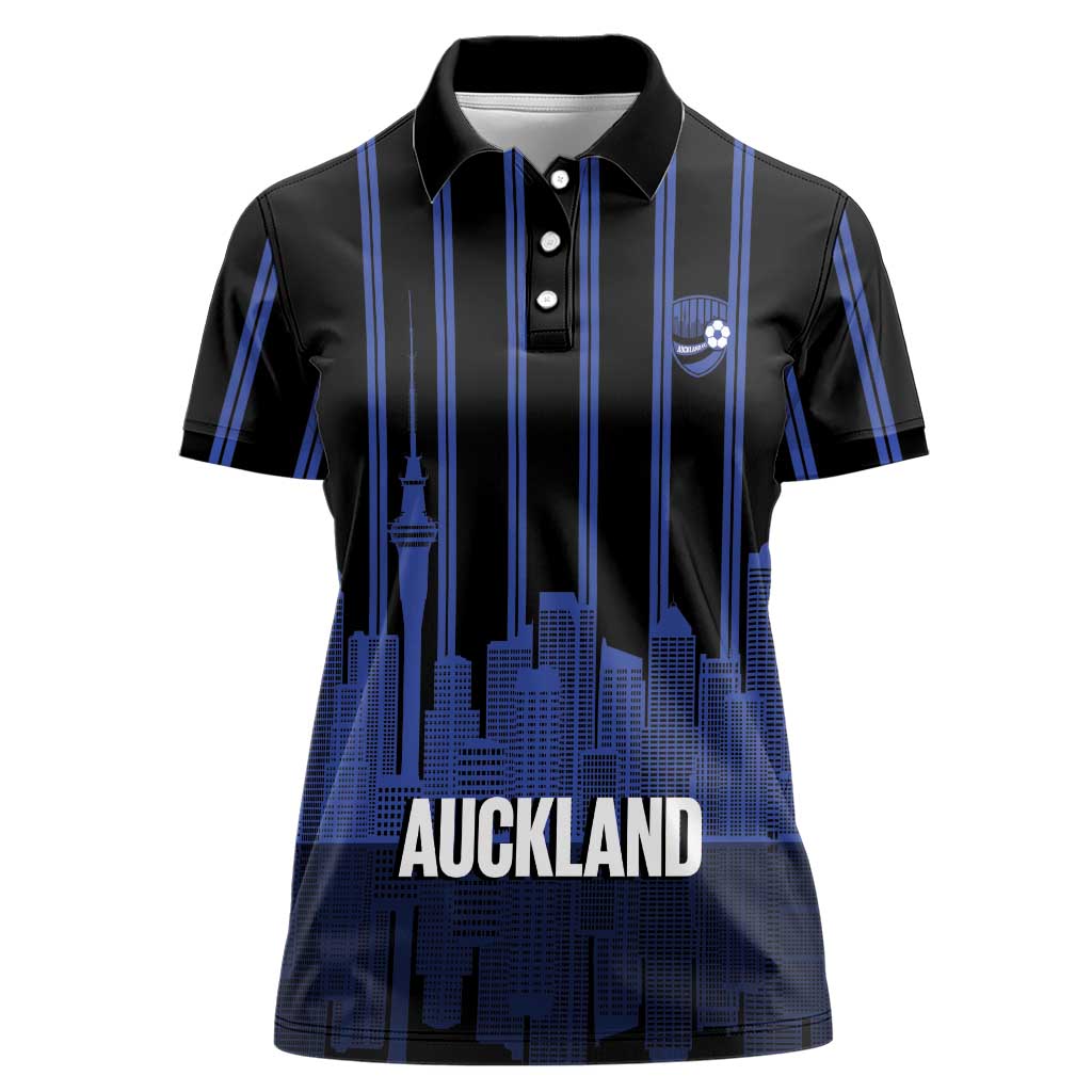 New Zealand Auckland Football Custom Women Polo Shirt Go City of Sails Est 2025 LT14 Female Black - Polynesian Pride