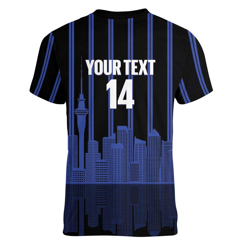 New Zealand Auckland Football Custom Women V-Neck T-Shirt Go City of Sails Est 2025 LT14 - Polynesian Pride