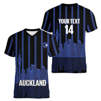 New Zealand Auckland Football Custom Women V-Neck T-Shirt Go City of Sails Est 2025 LT14 - Polynesian Pride