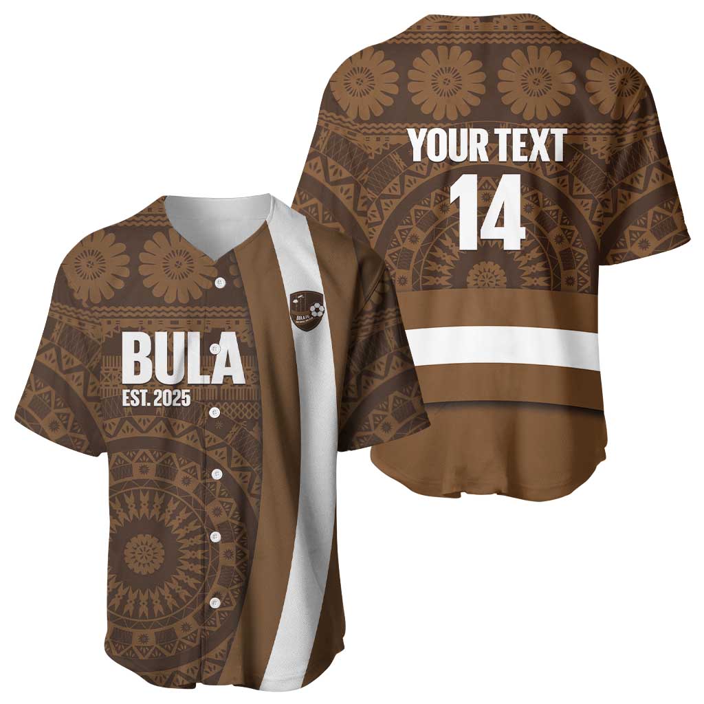 Bula Fiji Football Custom Baseball Jersey One Vanua One Team Tapa Pattern