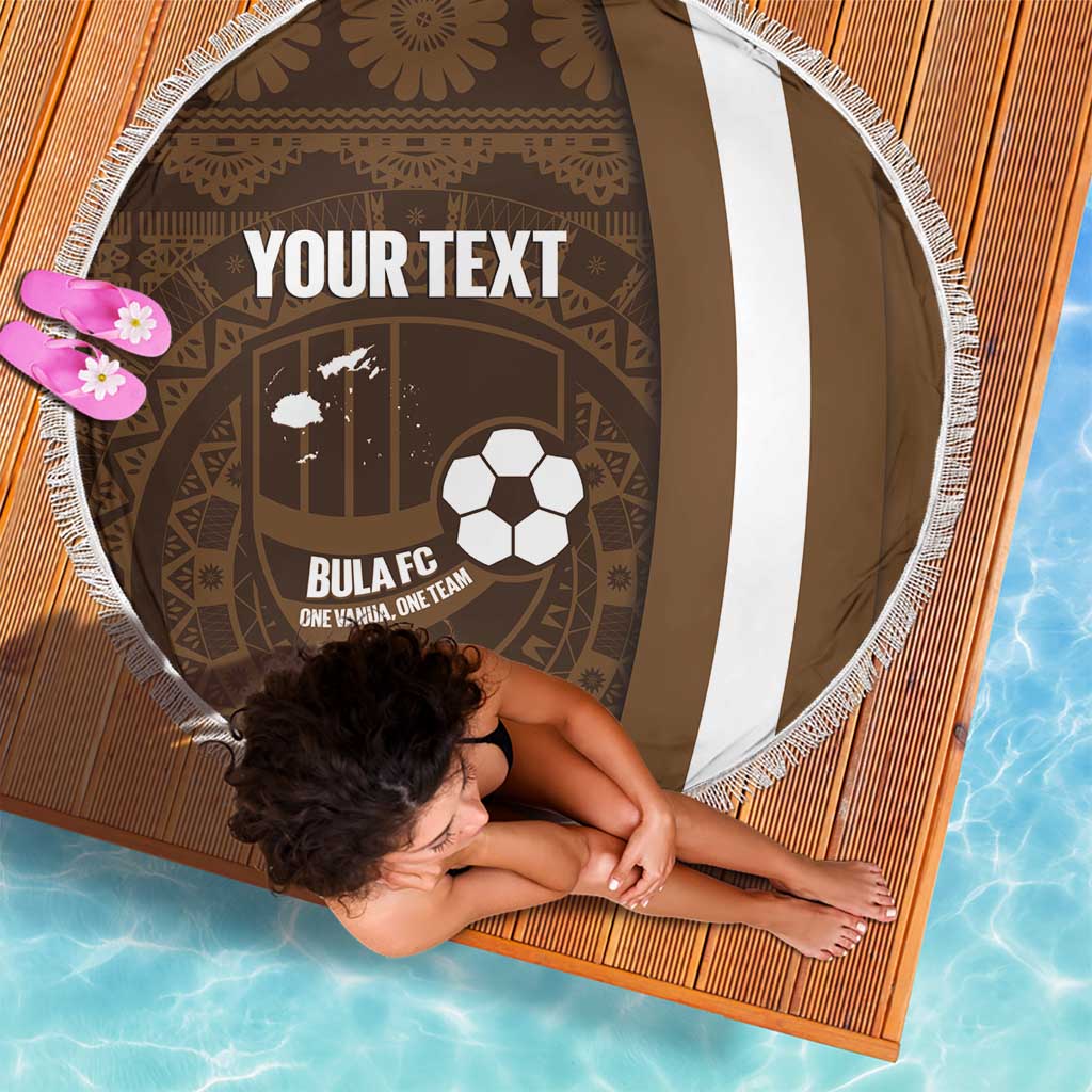 Bula Fiji Football Custom Beach Blanket One Vanua One Team Tapa Pattern