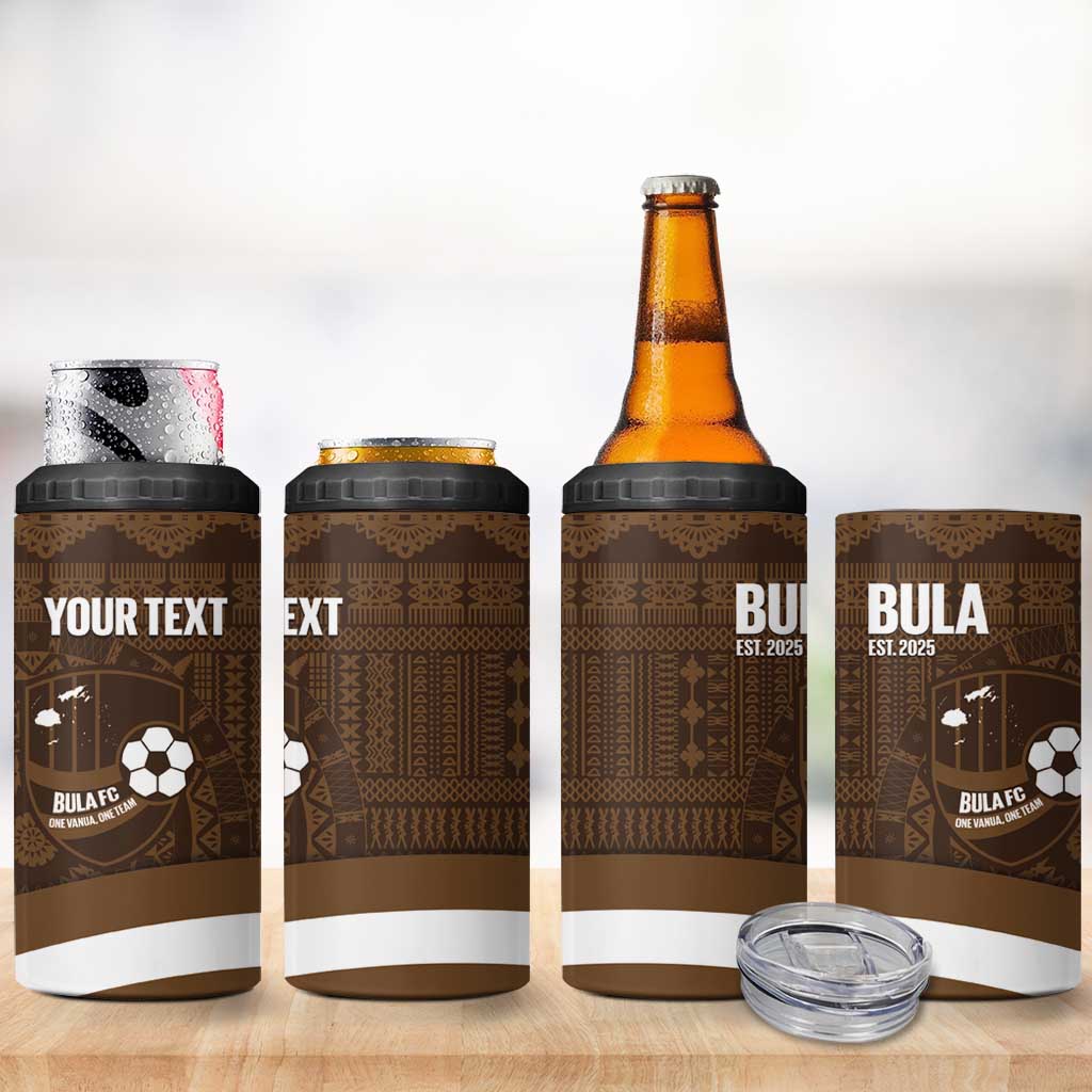 Bula Fiji Football Custom 4 in 1 Can Cooler Tumbler One Vanua One Team Tapa Pattern