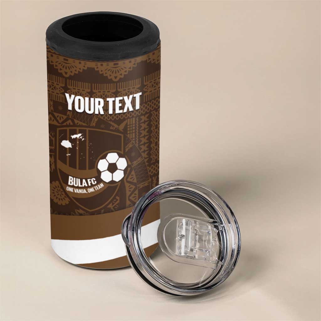 Bula Fiji Football Custom 4 in 1 Can Cooler Tumbler One Vanua One Team Tapa Pattern