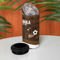 Bula Fiji Football Custom 4 in 1 Can Cooler Tumbler One Vanua One Team Tapa Pattern