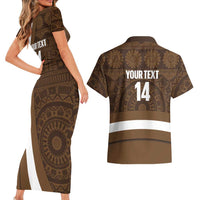 Bula Fiji Football Custom Couples Matching Short Sleeve Bodycon Dress and Hawaiian Shirt One Vanua One Team Tapa Pattern LT14 - Polynesian Pride