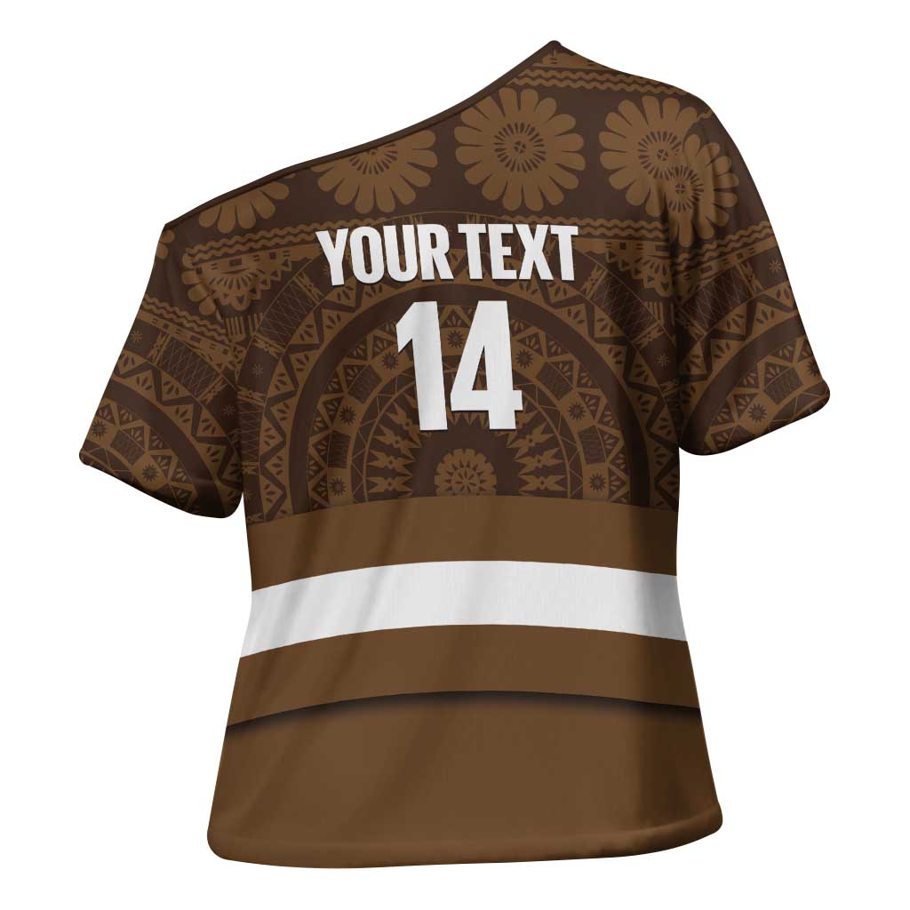Bula Fiji Football Custom Cross Shoulder Shirt One Vanua One Team Tapa Pattern