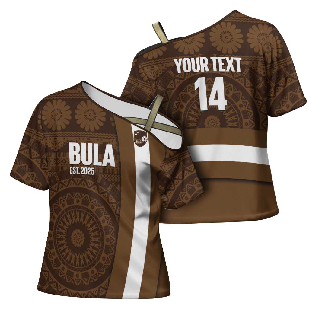 Bula Fiji Football Custom Cross Shoulder Shirt One Vanua One Team Tapa Pattern