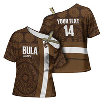 Bula Fiji Football Custom Cross Shoulder Shirt One Vanua One Team Tapa Pattern