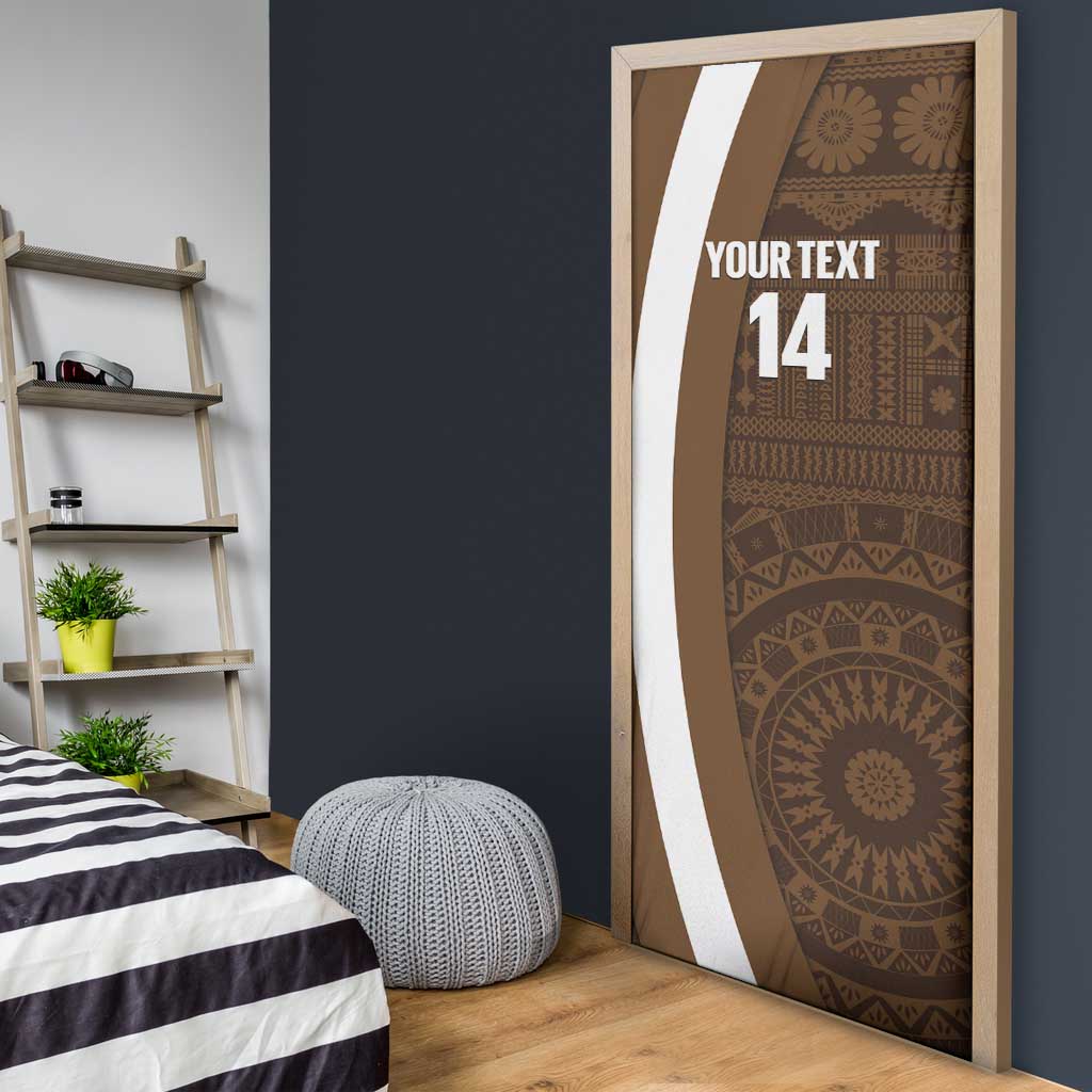 Bula Fiji Football Custom Door Cover One Vanua One Team Tapa Pattern